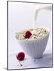 Pouring Milk onto Oat Flakes-null-Mounted Photographic Print