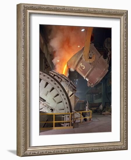 Pouring Molten Iron into a Kaldo Unit, Park Gate Iron and Steel Co, Rotherham, South Yorkshire, 196-Michael Walters-Framed Photographic Print