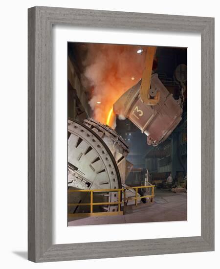 Pouring Molten Iron into a Kaldo Unit, Park Gate Iron and Steel Co, Rotherham, South Yorkshire, 196-Michael Walters-Framed Photographic Print