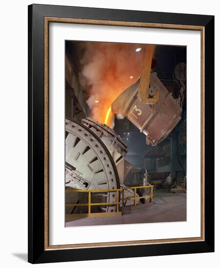 Pouring Molten Iron into a Kaldo Unit, Park Gate Iron and Steel Co, Rotherham, South Yorkshire, 196-Michael Walters-Framed Photographic Print