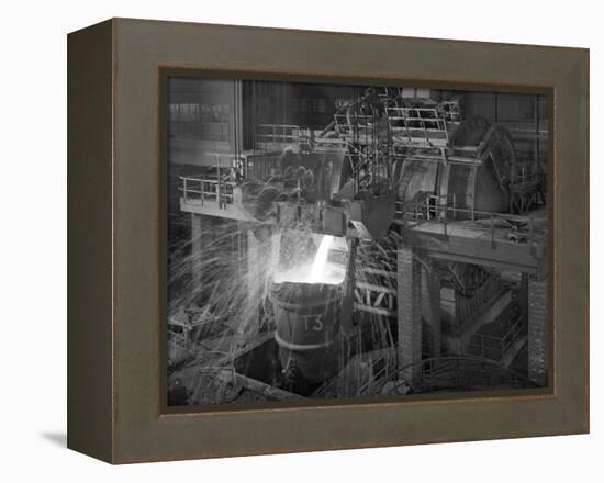 Pouring Molten Iron, Park Gate Steelworks, Rotherham, South Yorkshire, 1964-Michael Walters-Framed Premier Image Canvas