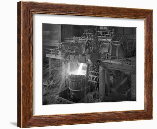 Pouring Molten Iron, Park Gate Steelworks, Rotherham, South Yorkshire, 1964-Michael Walters-Framed Photographic Print
