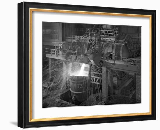 Pouring Molten Iron, Park Gate Steelworks, Rotherham, South Yorkshire, 1964-Michael Walters-Framed Photographic Print