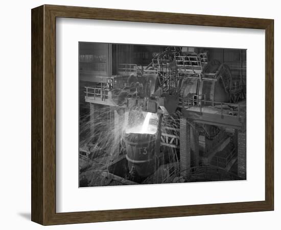 Pouring Molten Iron, Park Gate Steelworks, Rotherham, South Yorkshire, 1964-Michael Walters-Framed Photographic Print