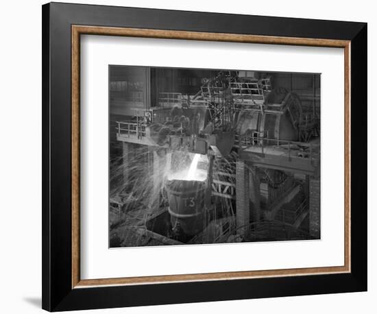 Pouring Molten Iron, Park Gate Steelworks, Rotherham, South Yorkshire, 1964-Michael Walters-Framed Photographic Print