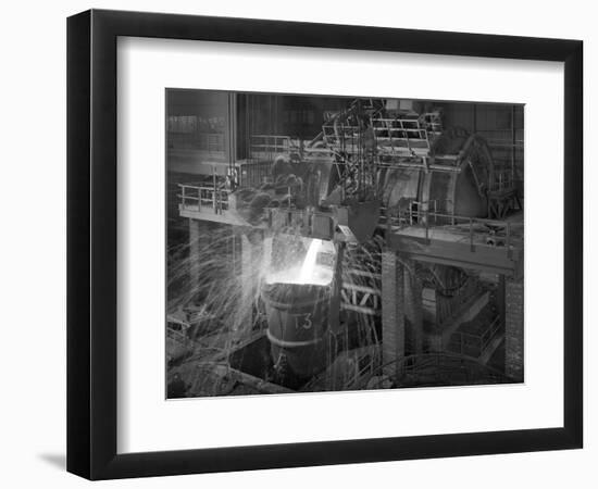 Pouring Molten Iron, Park Gate Steelworks, Rotherham, South Yorkshire, 1964-Michael Walters-Framed Photographic Print