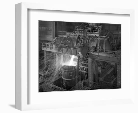 Pouring Molten Iron, Park Gate Steelworks, Rotherham, South Yorkshire, 1964-Michael Walters-Framed Photographic Print