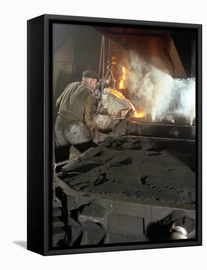 Pouring Molten Metal from a Cupola into Moulds, Steel Bath Production, Hull, Humberside, 1965-Michael Walters-Framed Premier Image Canvas