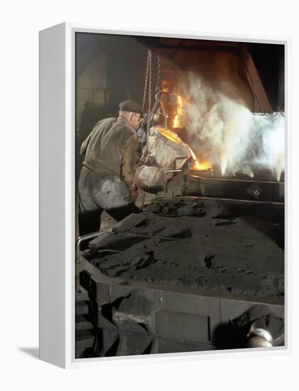 Pouring Molten Metal from a Cupola into Moulds, Steel Bath Production, Hull, Humberside, 1965-Michael Walters-Framed Premier Image Canvas