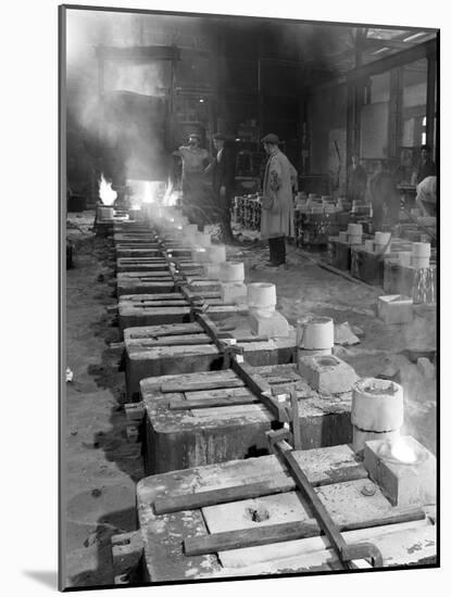 Pouring Small Castings, Edgar Allen Steel Co, Sheffield, South Yorkshire, 1963-Michael Walters-Mounted Photographic Print