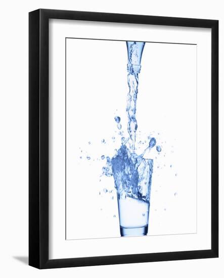 Pouring Water from a Bottle into a Glass-Kr?ger and Gross-Framed Photographic Print