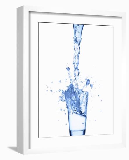 Pouring Water from a Bottle into a Glass-Kr?ger and Gross-Framed Photographic Print