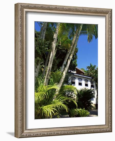 Pousada and Palms, Pousada Picinguaba, Costa Verde, South of Rio, Brazil, South America-Upperhall-Framed Photographic Print