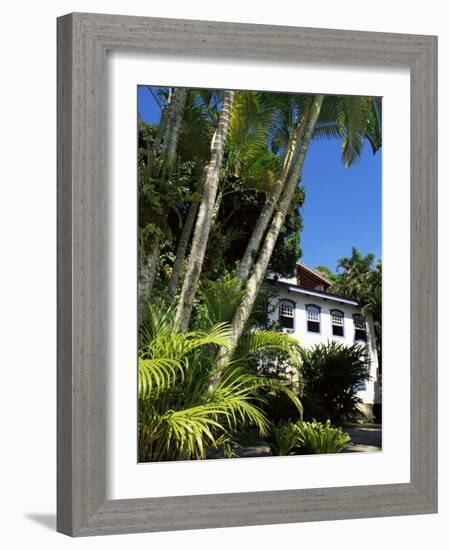 Pousada and Palms, Pousada Picinguaba, Costa Verde, South of Rio, Brazil, South America-Upperhall-Framed Photographic Print