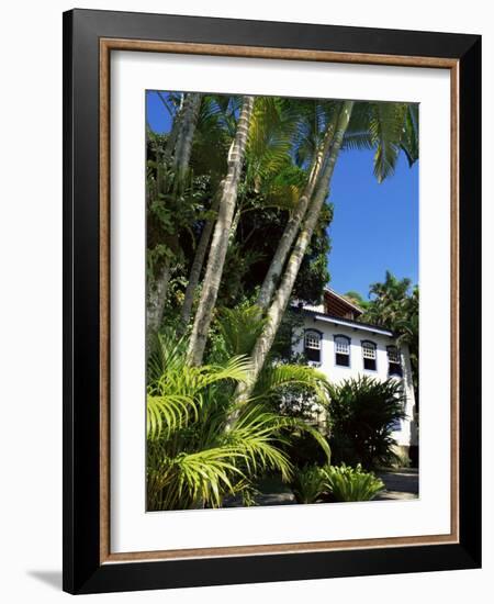 Pousada and Palms, Pousada Picinguaba, Costa Verde, South of Rio, Brazil, South America-Upperhall-Framed Photographic Print