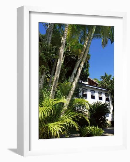 Pousada and Palms, Pousada Picinguaba, Costa Verde, South of Rio, Brazil, South America-Upperhall-Framed Photographic Print