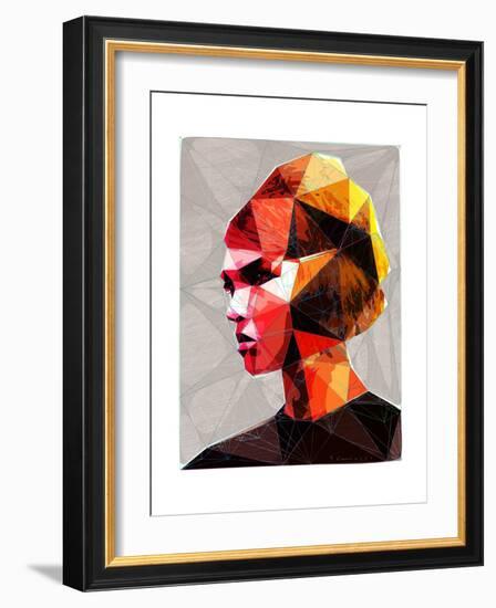 Pouting Girl With Hair Clip-Enrico Varrasso-Framed Art Print