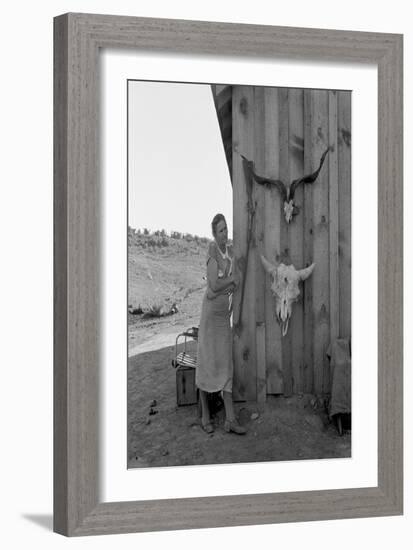 Poverty with Rife and Cattle Skulls-Dorothea Lange-Framed Art Print