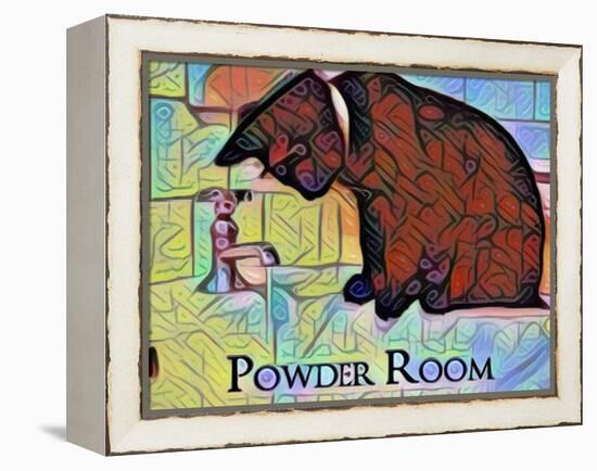 Powder Room Cat on Bathroom Sink-sylvia pimental-Framed Stretched Canvas