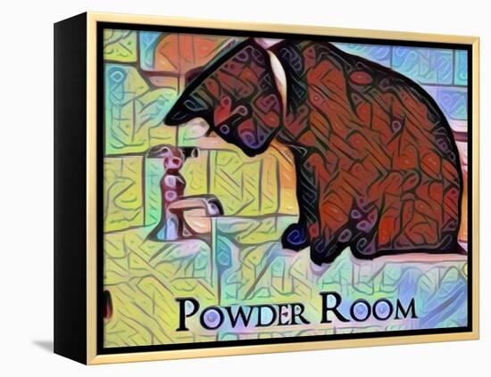 Powder Room Cat on Bathroom Sink-sylvia pimental-Framed Stretched Canvas