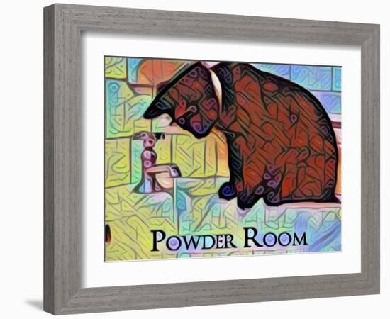 Powder Room Cat on Bathroom Sink-sylvia pimental-Framed Art Print