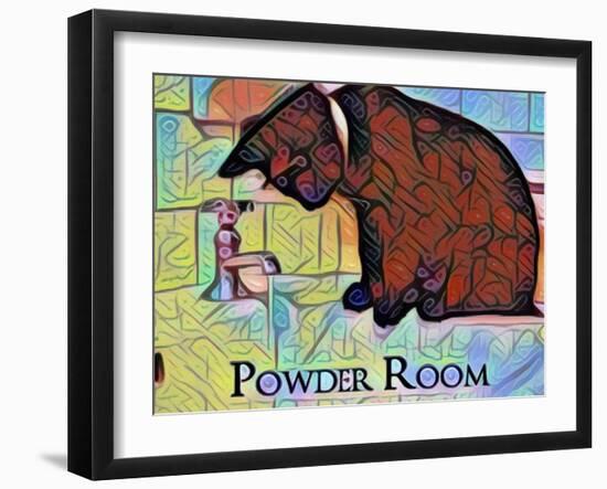 Powder Room Cat on Bathroom Sink-sylvia pimental-Framed Art Print