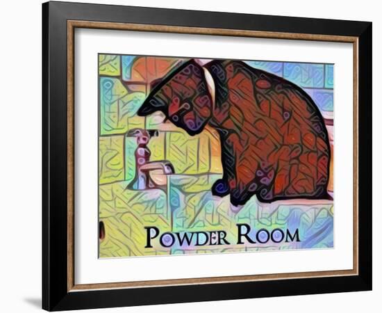 Powder Room Cat on Bathroom Sink-sylvia pimental-Framed Art Print