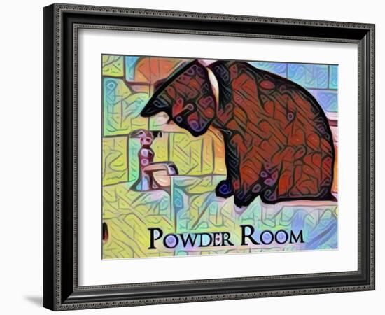 Powder Room Cat on Bathroom Sink-sylvia pimental-Framed Art Print
