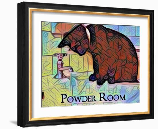 Powder Room Cat on Bathroom Sink-sylvia pimental-Framed Art Print