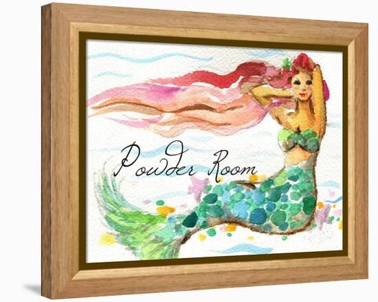 Powder Room Red Hair Mermaid-sylvia pimental-Framed Stretched Canvas