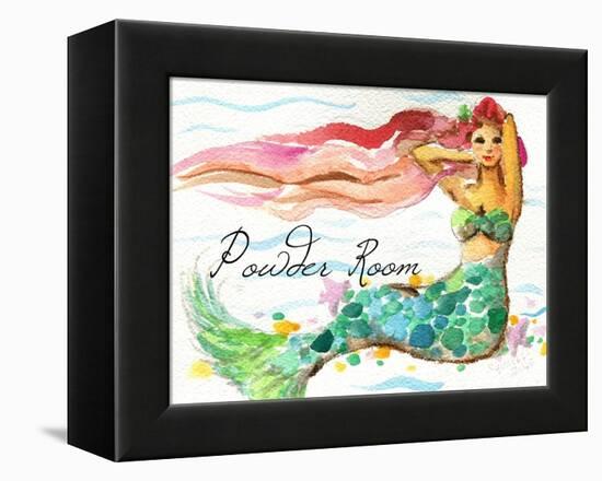Powder Room Red Hair Mermaid-sylvia pimental-Framed Stretched Canvas