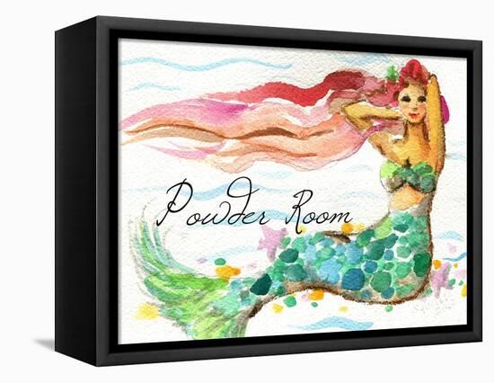 Powder Room Red Hair Mermaid-sylvia pimental-Framed Stretched Canvas