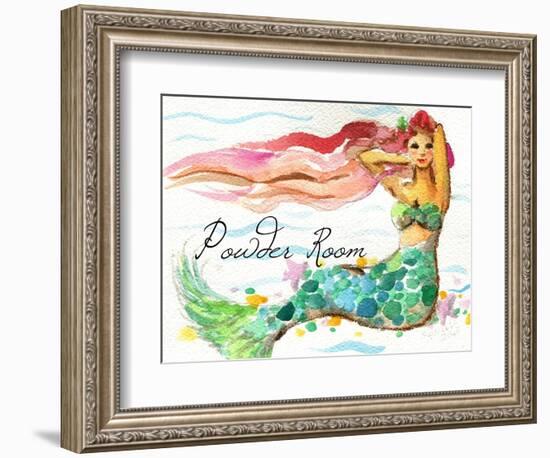 Powder Room Red Hair Mermaid-sylvia pimental-Framed Premium Giclee Print