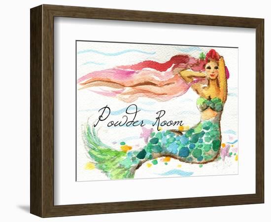 Powder Room Red Hair Mermaid-sylvia pimental-Framed Premium Giclee Print