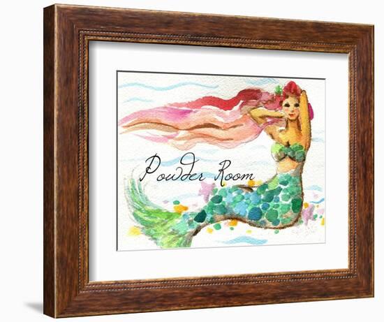 Powder Room Red Hair Mermaid-sylvia pimental-Framed Premium Giclee Print