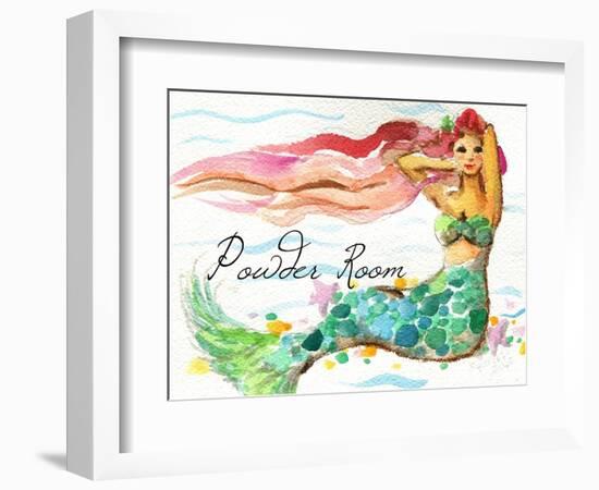 Powder Room Red Hair Mermaid-sylvia pimental-Framed Premium Giclee Print