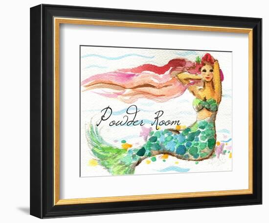 Powder Room Red Hair Mermaid-sylvia pimental-Framed Premium Giclee Print