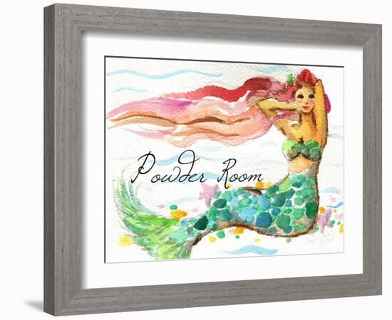 Powder Room Red Hair Mermaid-sylvia pimental-Framed Art Print