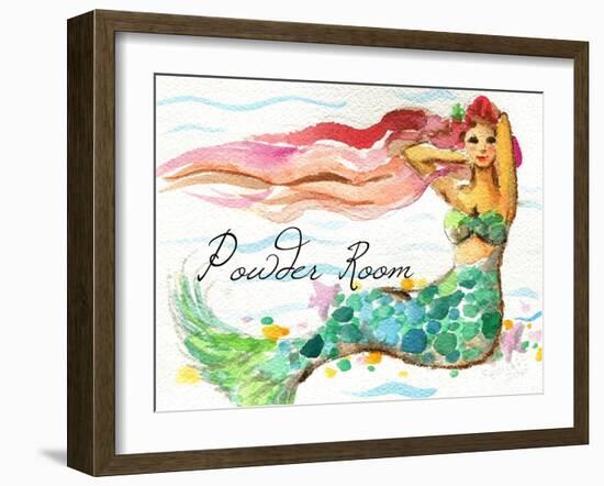 Powder Room Red Hair Mermaid-sylvia pimental-Framed Art Print