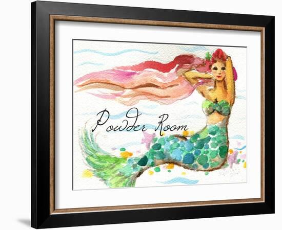 Powder Room Red Hair Mermaid-sylvia pimental-Framed Art Print