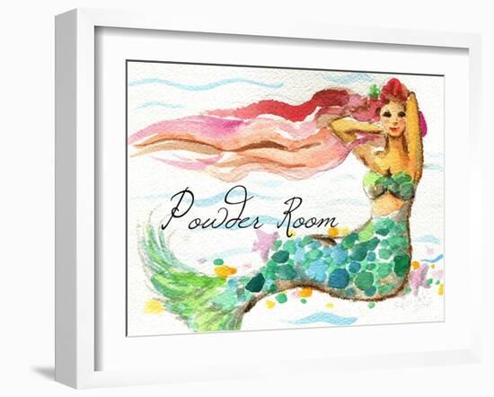 Powder Room Red Hair Mermaid-sylvia pimental-Framed Art Print