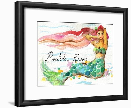 Powder Room Red Hair Mermaid-sylvia pimental-Framed Art Print