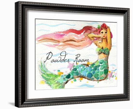 Powder Room Red Hair Mermaid-sylvia pimental-Framed Art Print