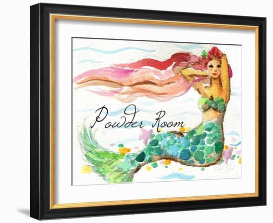 Powder Room Red Hair Mermaid-sylvia pimental-Framed Art Print