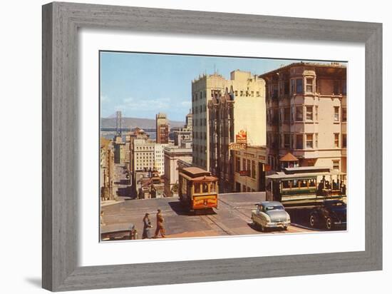 Powell Street, Cable Cars, San Francisco, California-null-Framed Art Print