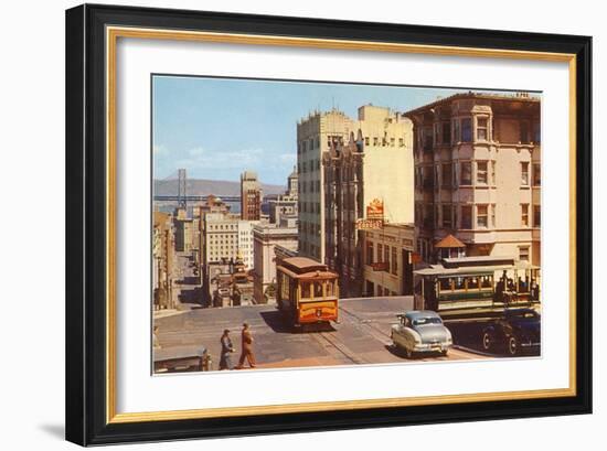 Powell Street, Cable Cars, San Francisco, California-null-Framed Art Print