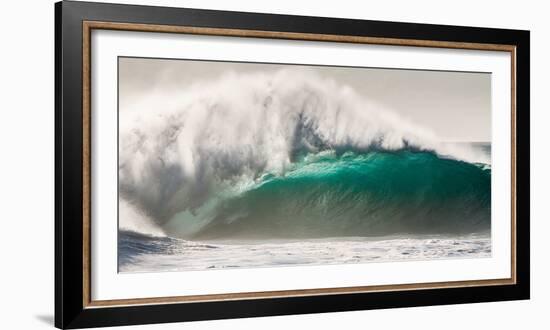 Power-Giant wave breaking off the Na Pali coast of Kauai, Hawaii-Mark A Johnson-Framed Photographic Print