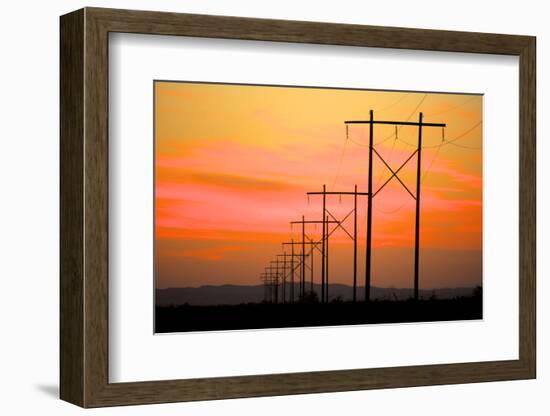 Power Lines Reach across the Desert at Sunset-Richard Wright-Framed Photographic Print