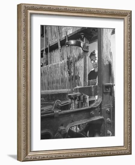 Power Loom at Work Making a Haircord Carpet at the Wilton Carpet Factory-Hans Wild-Framed Photographic Print