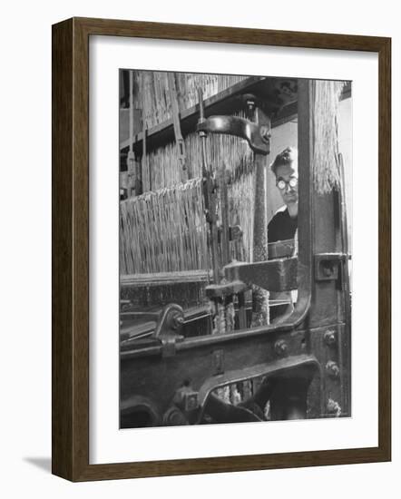 Power Loom at Work Making a Haircord Carpet at the Wilton Carpet Factory-Hans Wild-Framed Photographic Print